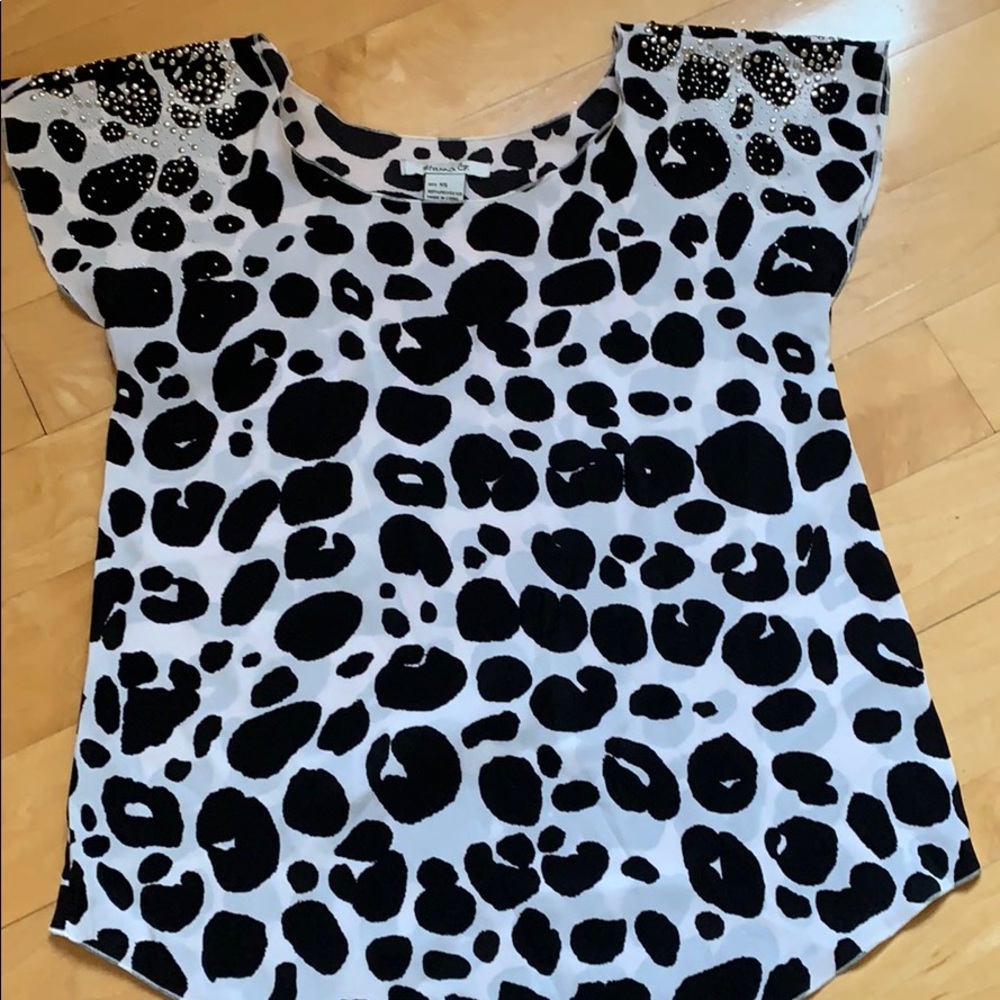 Cow Print Studded Top